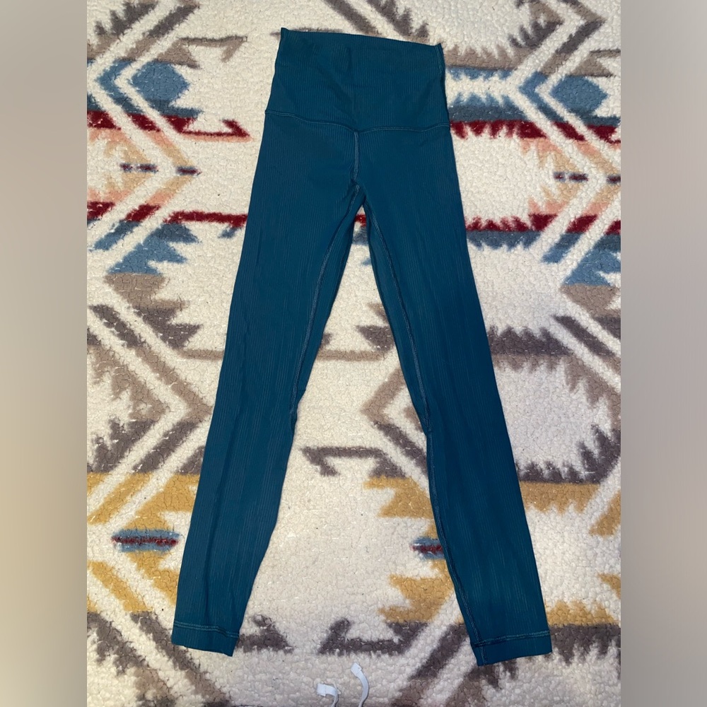Lululemon Align Ribbed High Rise Legging Pant 25" Green Jasper Size 0